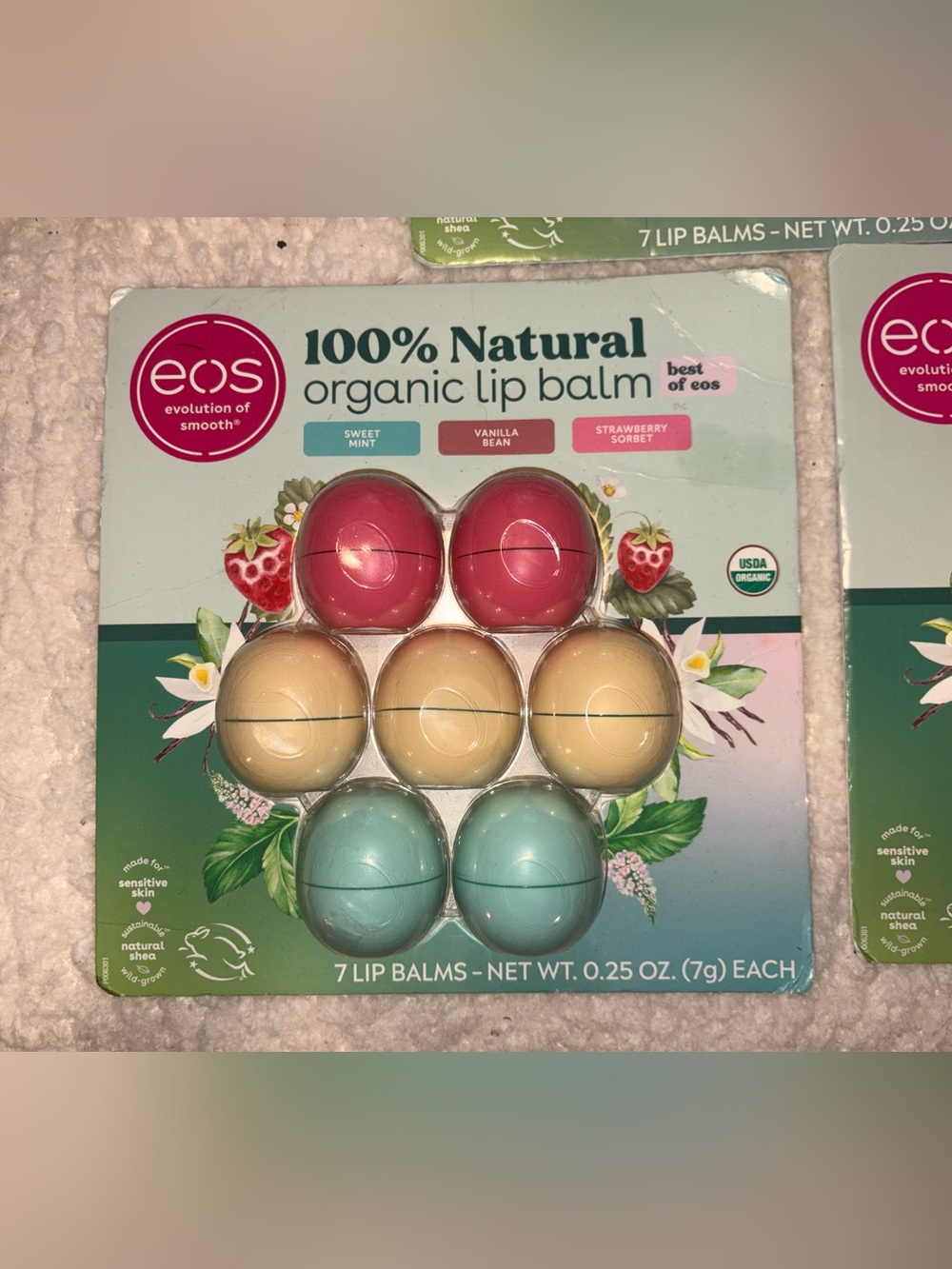 NWT eos Organic Lip Balm Spheres - Rare Discontinued 7-Pack Variety Set